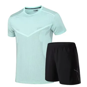 Men's Sportswear Short Sleeve Sports Running Suit Sportsman Wear Running Suit Basketball Soccer T-shirt +shorts Suits