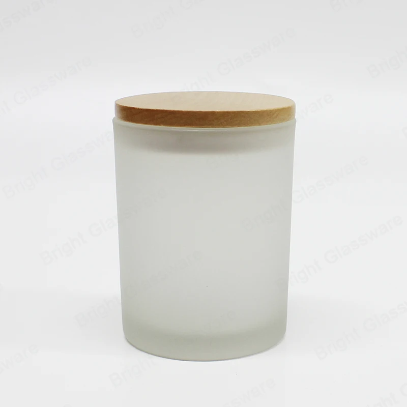 300ml Frosted White Glass Candle Jar With Wooden Lid - Ideal Candle ...