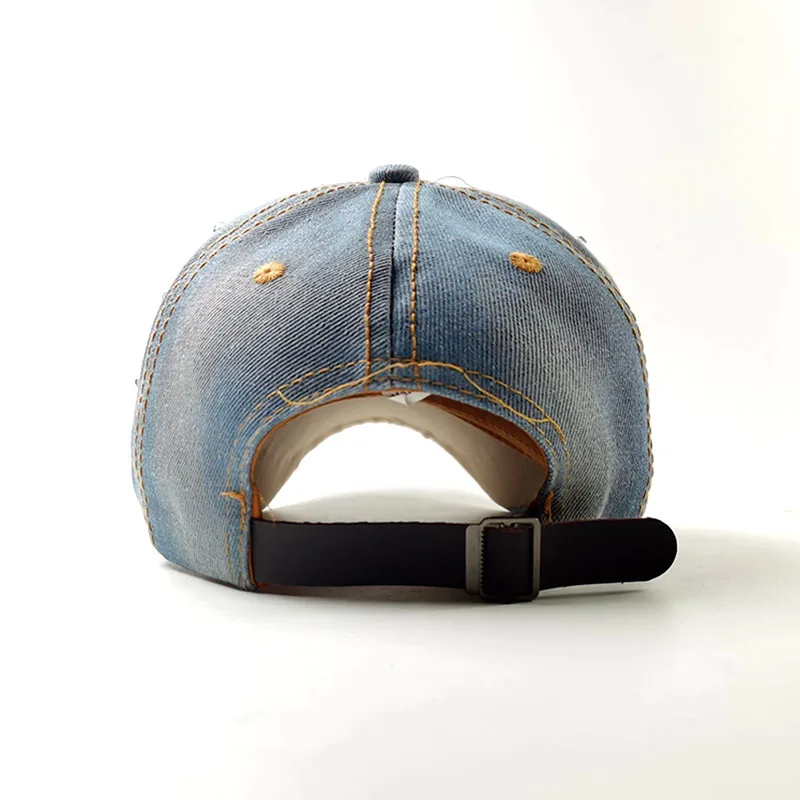 Bling Cap - Distressed Denim Baseball Hat with Rhinestones display picture 3