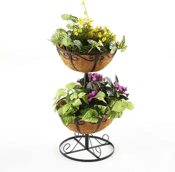 2 Tiers Metal Garden Planter Pot Stand With Coco Coir Platforms - Buy ...