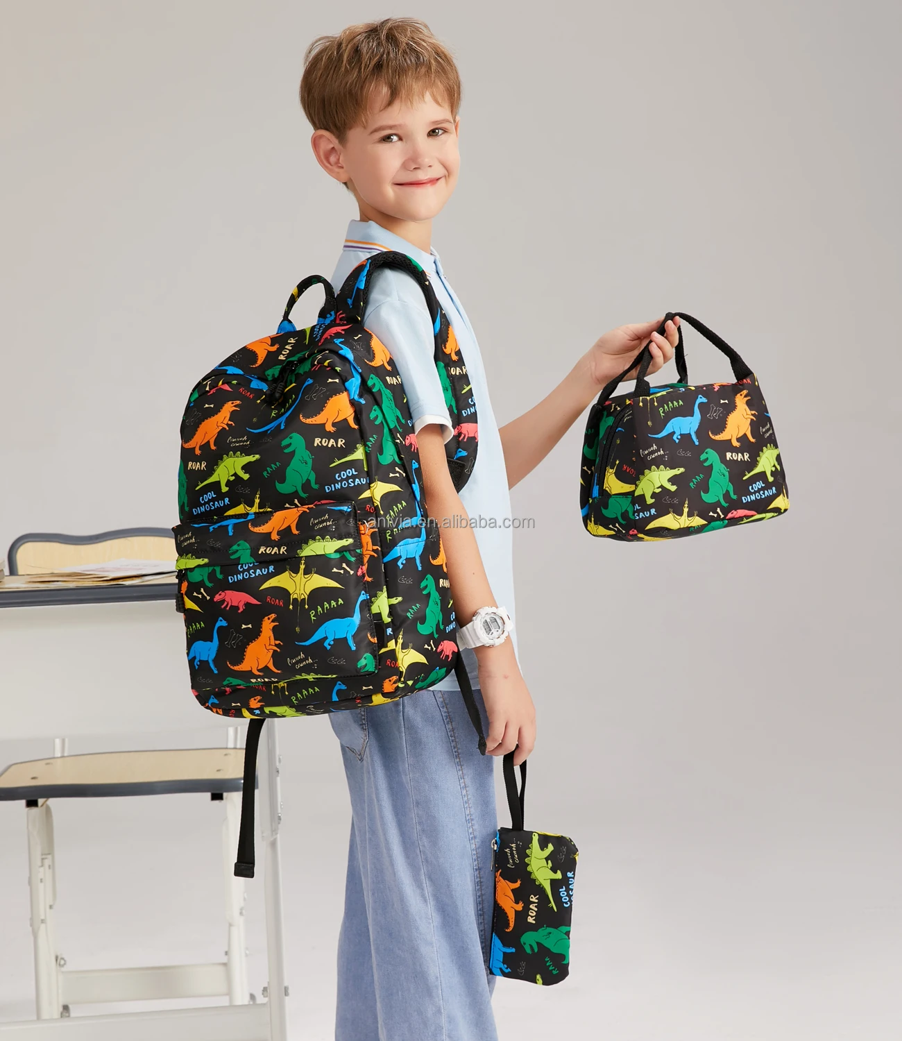 Kids dinosaur backpack boys child 2024 cute school bag back pack 3 pcs  dinosaur school bag for kids back to school| Alibaba.com