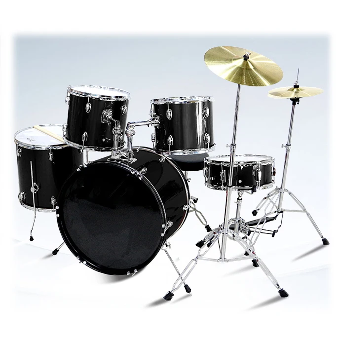 Wholesale Professional Red Drum Set with Made in China Musical Instruments Black 5pcs Acoustic Drum Kit