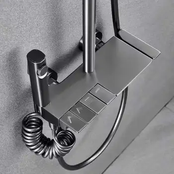 Stainless Steel Luxury Bathroom Shower Set Wall Mounted Rain Piano Shower Mixer Faucet