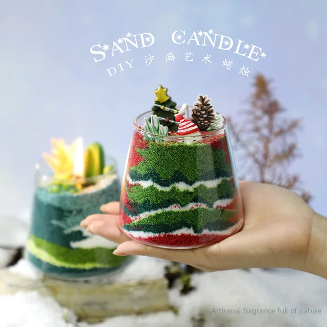 DIY Sand Painting Aromatherapy Christmas Candle Handmade Soy Wax Gift Box Oil Candle