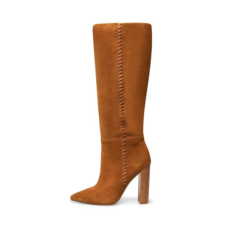 ladies tan heeled boots