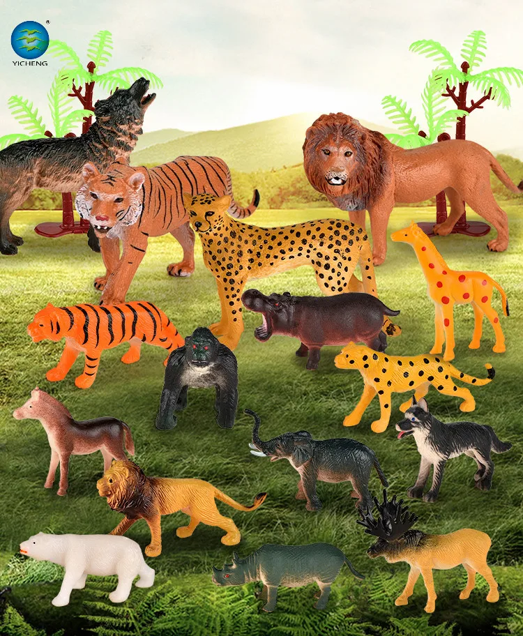 2022 Yicheng New Popular Cheaper Farm Animal Model Toy 30 Pcs Plastic Forest Animals Toys Wild Animals Toy for Kids