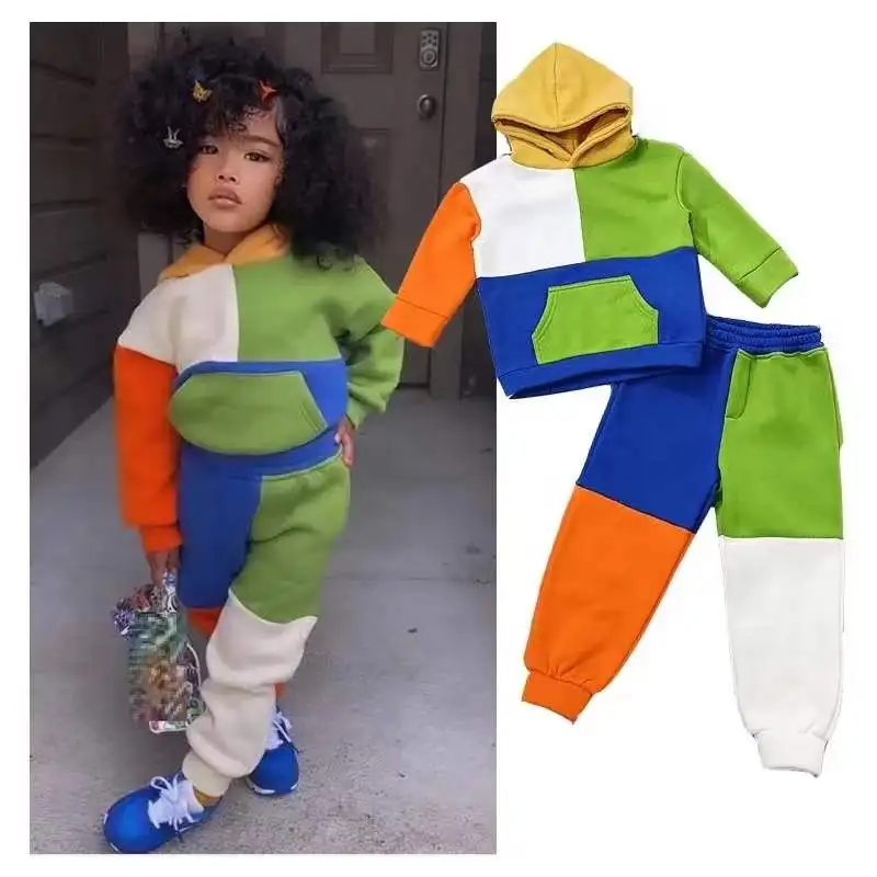 Hot Sale American Children's Clothing Autumn New Fashion Casual Color Matching Long Sleeve