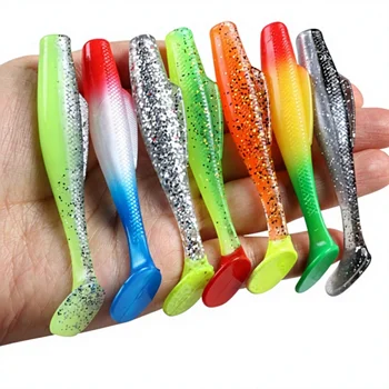 Stainless Steel Artificial Soft Bait Floating 8cm 6pcs Black Pit T Tail Baby Silencer Without Hooks for Freshwater & Sea Use – Soft Lure – view 2