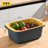 Blue and yellow small two-piece drain basket set