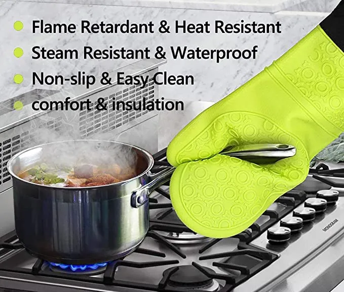 Hot Selling Custom Design Oven Mitt Glove Origin Certificate BBQ Grill Silicone Extra Long Silicone Heat Resistant Oven Gloves details