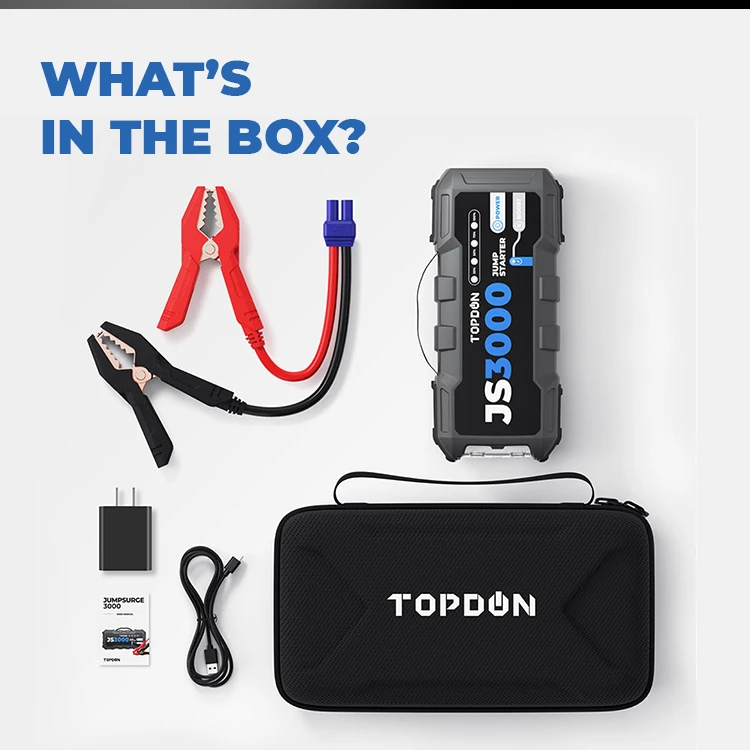 Topdon Js3000 Jumpstarter 12v Jump Starter 3000k Amp 24000mah Power