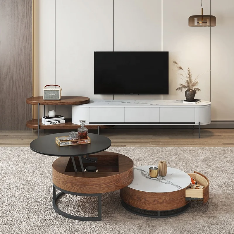 Modern Multifunctional Lift Top Coffee Table Walnut Wood Living Room Spacious Center Table Practical Sitting Room Table