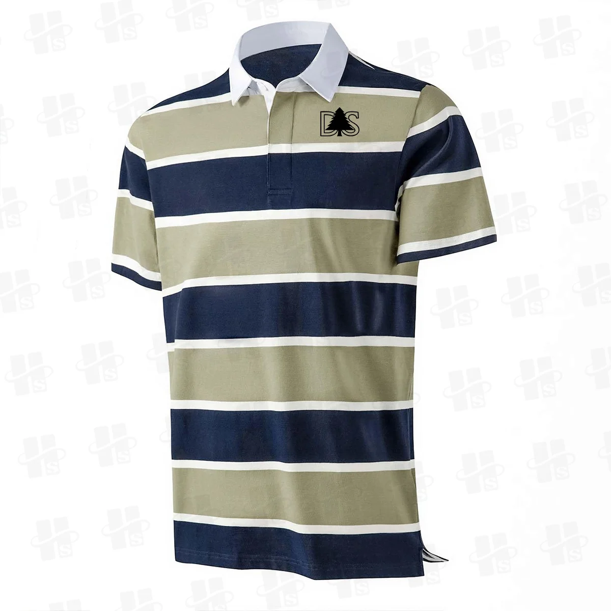 Summer New Men’s Shirt Premium Knitted Embroidered Lapel Striped Short-Sleeved Wholesale Striped Polo Shirt