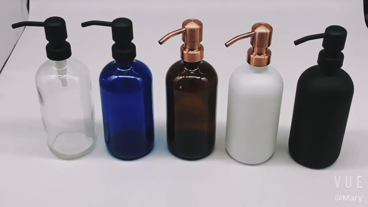 H&z Wholesale Clear Glass Bottles W/stainless Steel Pumps Boston Round