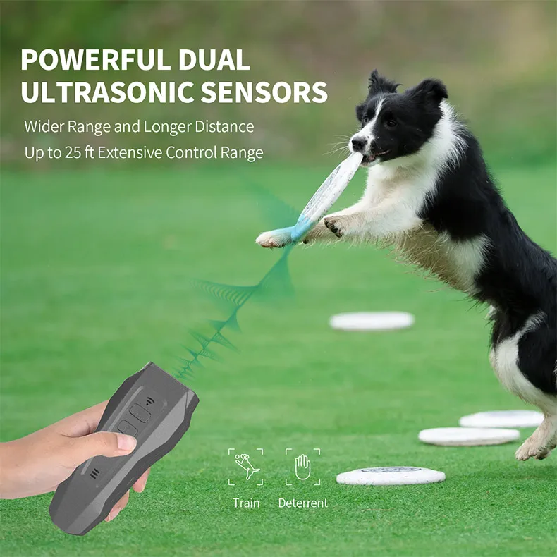 New Rechargeable 3 Mode Dog Bark Deterrent Outdoor Sonic+laser
