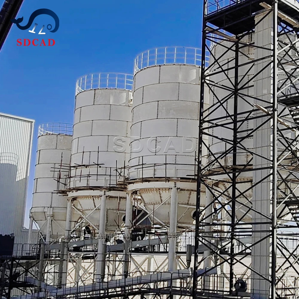 Smaller budget solution 1500 to 2000 ton cement silo with  4 columns or 4 legs truck discharge silo