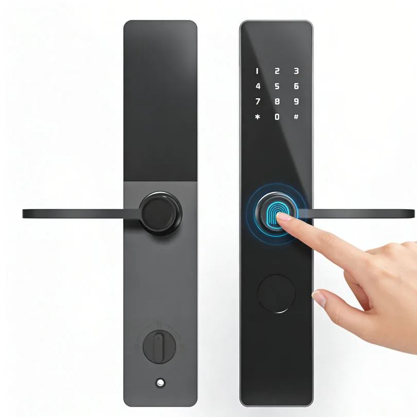 ล็อกประตูอัจฉริยะแบบบลูทูธติดตั้งง่าย พร้อมระบบสแกนลายนิ้วมือและรหัสผ่าน การตั้งค่าเริ่มต้นง่ายดาย ล็อกประตูดิจิทัลยี่ห้อ Kaisstar