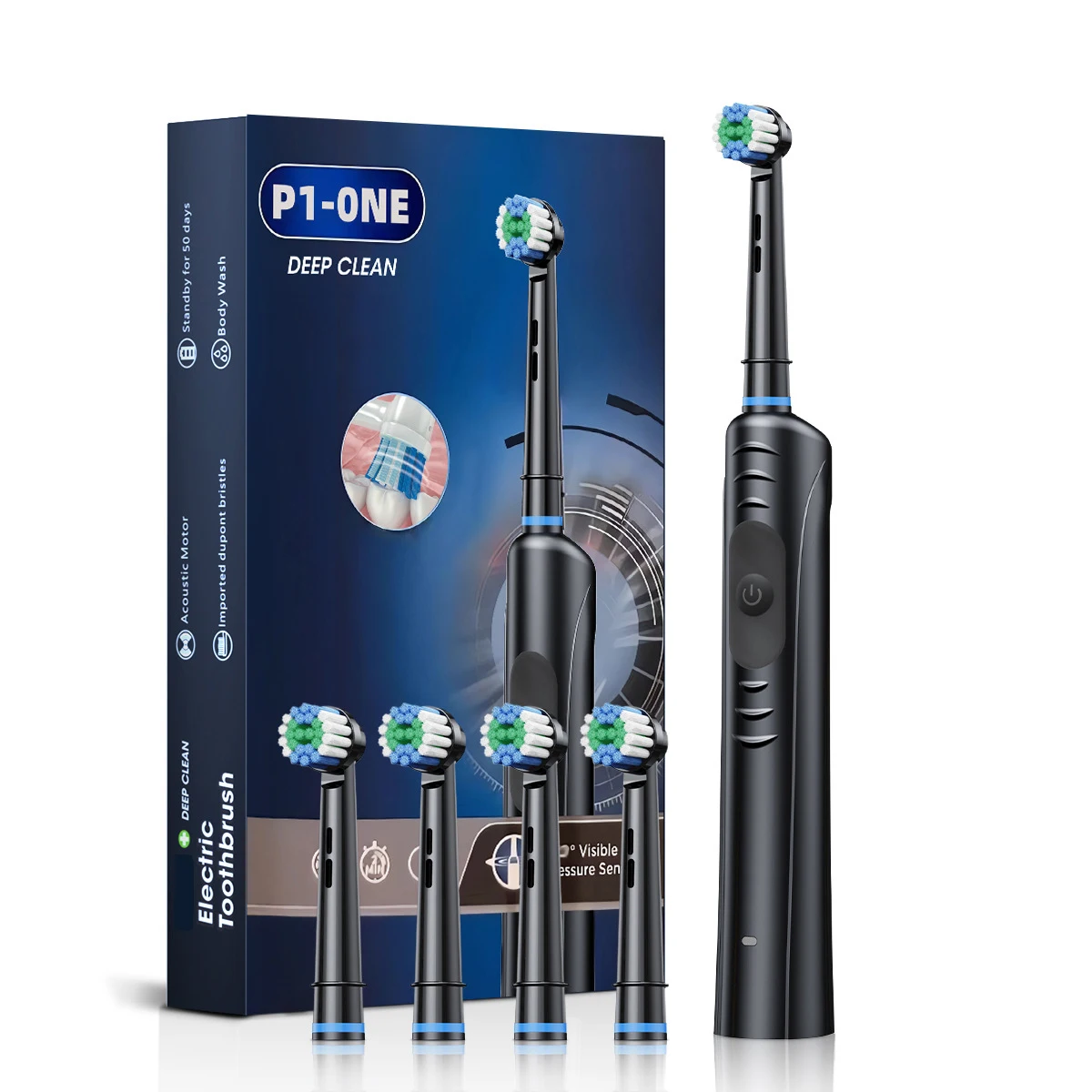 IPX7 Waterproof  Round Head Rotating Electric Toothbrush for Flushing,electric  Rechargeable Adult Electric Toothbrush