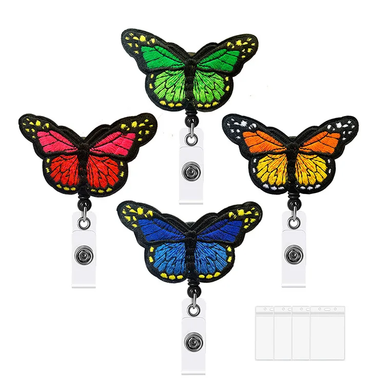 (26 pack) 3 Pieces Badge Reel Holder hot Retractable Badge Holder Butterfly