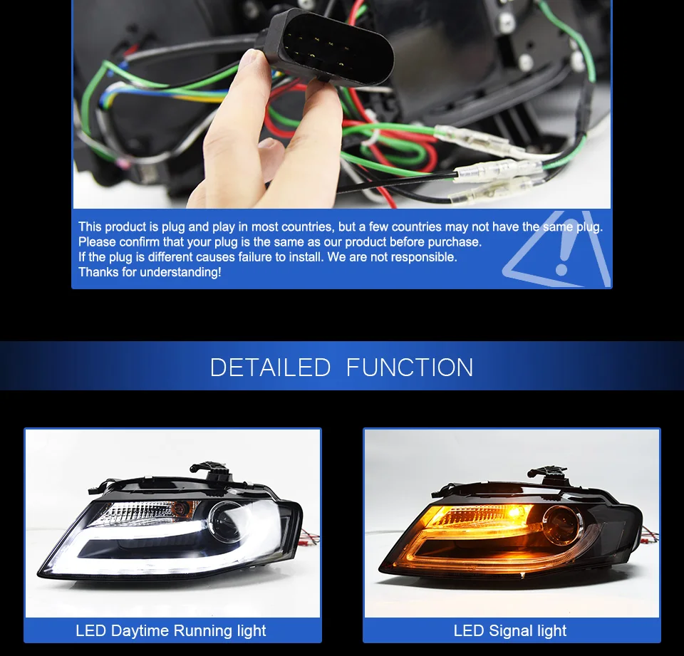 AKD Car Styling for A4 Headlights 2009-2012 A4L B8 Sedan Headlight DRL Hid Head Lamp Angel Eye Bi Xenon Beam Accessories