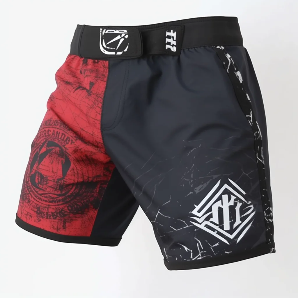 Vinyl Record Hand Drawn Print Pattern Muay Thai Boxing Shorts