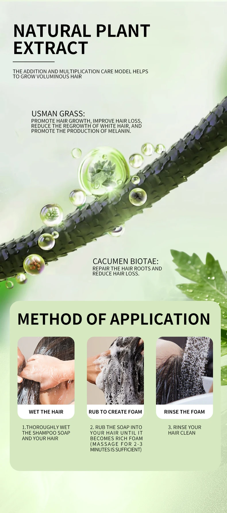 Wholesales Greenlem Usman Grass Soap Hair Care Soap with Platycladus Leaf & Amino Acid Hair Strengthening Usman Grass Soap(pic7)