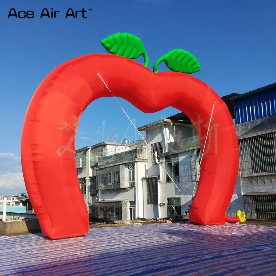 Red Inflatable Apple Archway, Outdoor Promotion Gantry for Fruit Advertising & Event Decoration Includes Air Blower