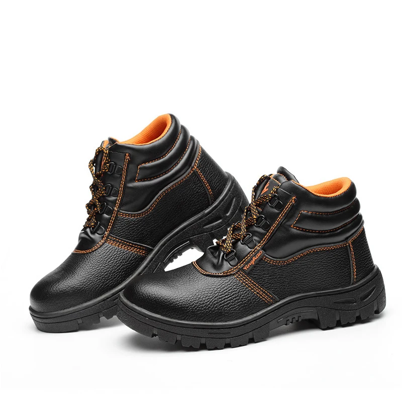 Zapatos de seguridad impermeables para hombre, botas de trabajo de cuero  para oficial de construcción, punta de acero a prueba de balas, antigolpes,  cómodas|Botas de seguridad y de trabajo| - AliExpress