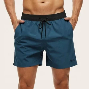 Men Letter Drawstring Waist Swim Trunks Beach Swimwear Board Shorts Men's Swimming Shorts