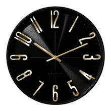 12 Inch Nordic Custom Large Decorative Luxury Modern Round Silent Big 3D Number Black Plastic Wall Clock For Living Room
