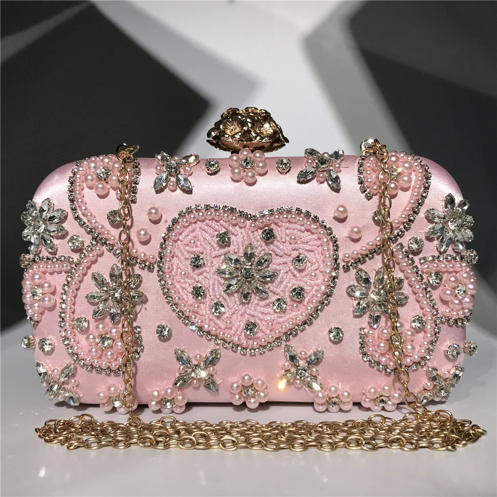 Shop Our New Designer Gift Elegant Pink Embroidered Clutch