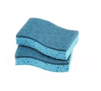 S Shape Scrub Cleaning Natural Kitchen Cleaner Wood Pulp Sponge Blue Non-scratch Swedish Cellulose Sponges
