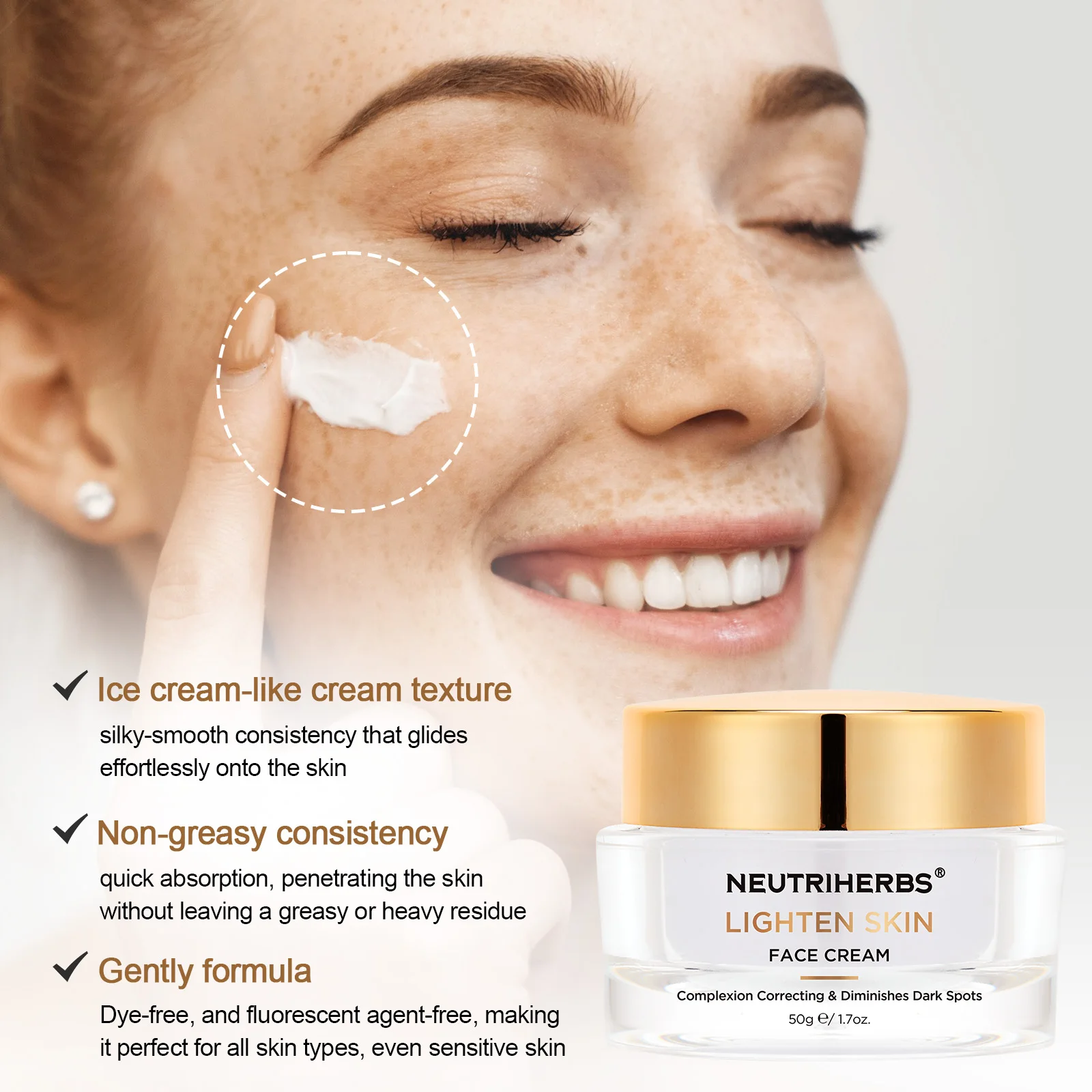 Neutriherbs Private Label Effective Brightening Cream Glutathione Symwhite  377 Skin Whitening Cream for Face