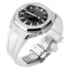 Boîtier argenté + bracelet blanc