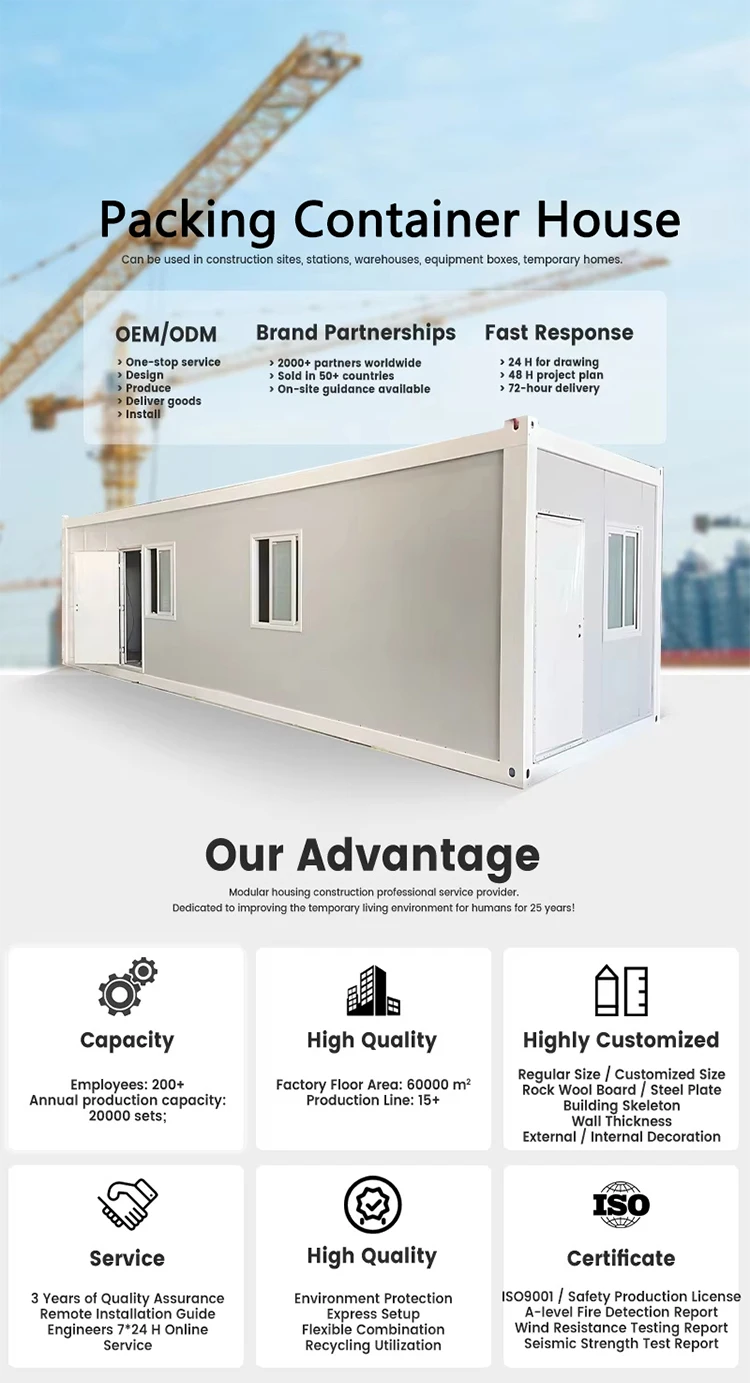 20ft 40ft Ready Prefab Steel Containers Detachable Warehouse Container ...