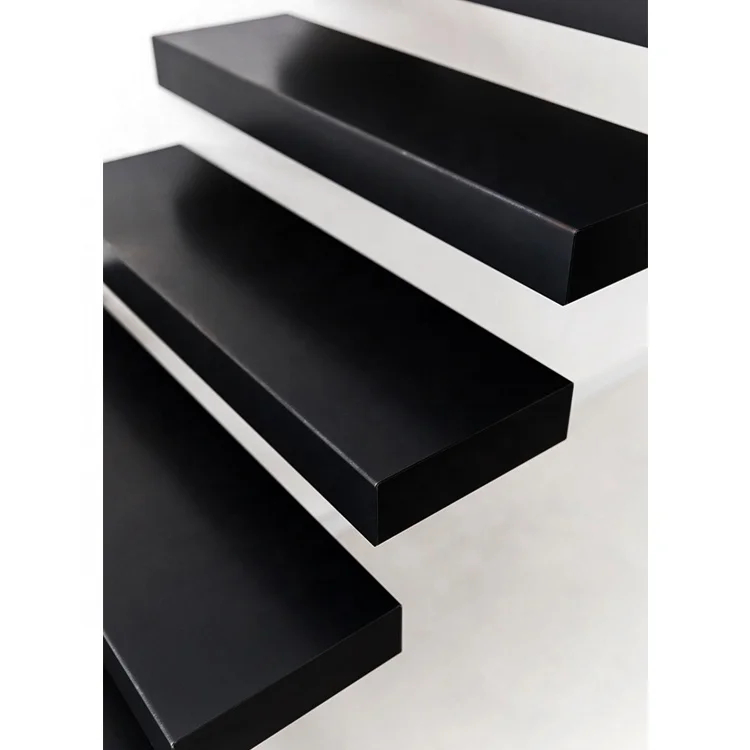 Nordic Style Central Stringer Supported Cantilevered Staircase Wall Floating Staircase Hidden Longitudinal Beam Stair