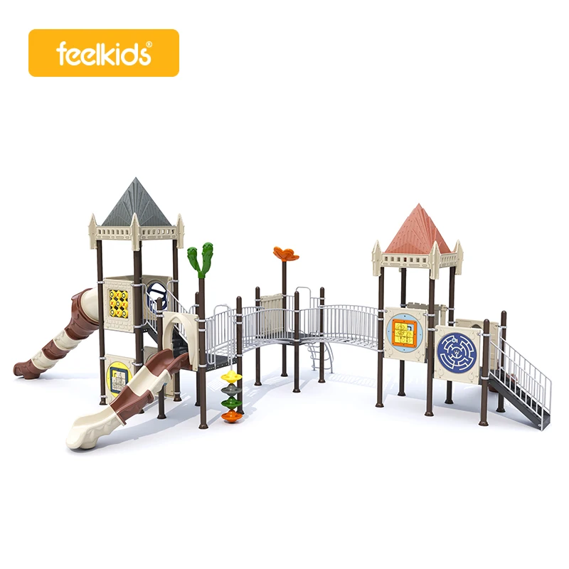 Feelkids ALITA-NC24012 Outdoor Plastic Slide Multi-Play Kids Activity Center with PE Board Exercise Equipment for Garden Park factory
