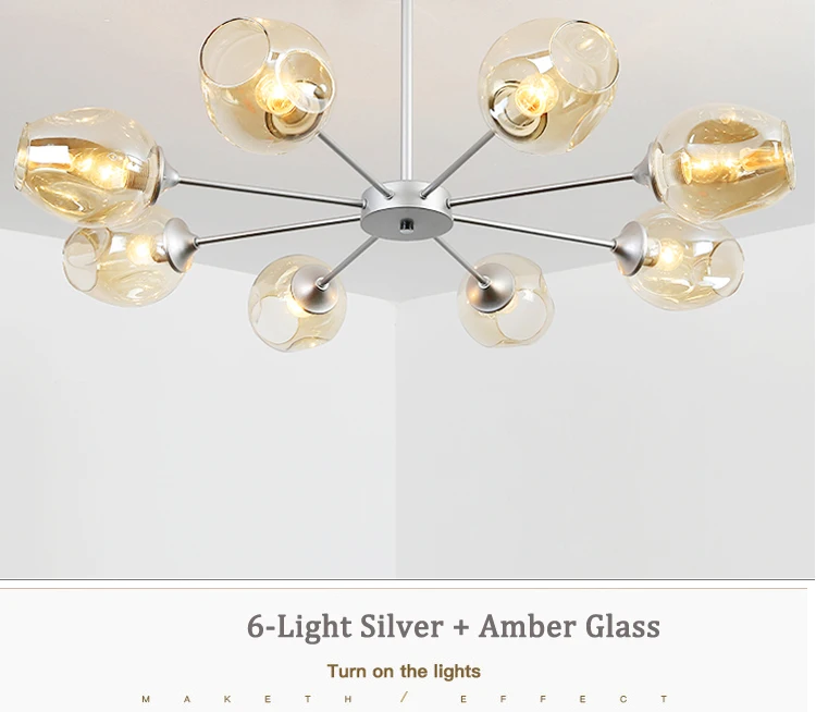 8 Light Chandelier, Large 1m Ceiling Light Fixture with Glass Classic, Black Pendent Lighting for Living Room Farmhouse