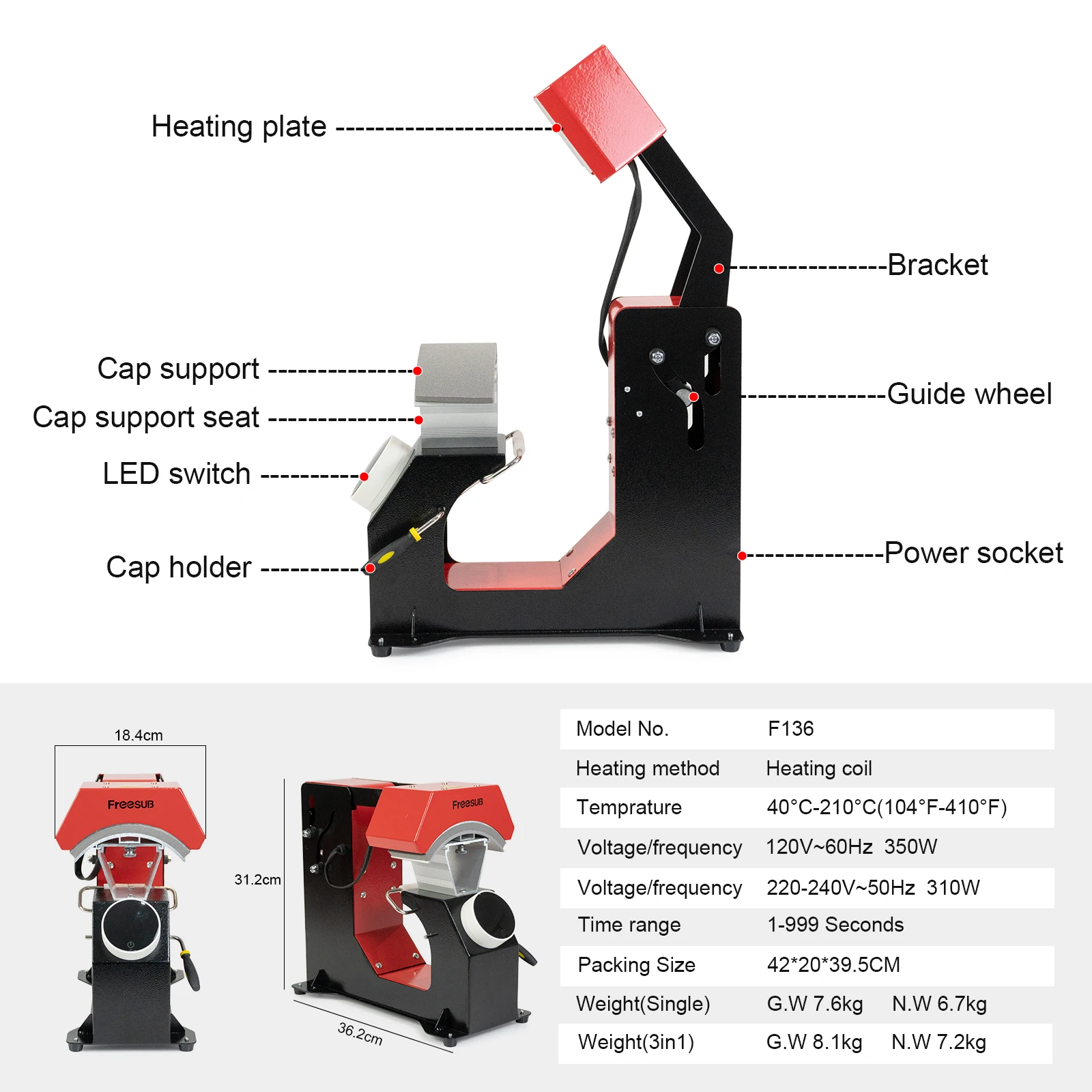 freesub electric cap printing machine automatic