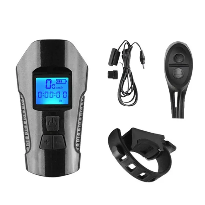 Waterproof Bicycle Light Speaker USB Charging Bike Front Light Handlebar Cycle Headlight with Digital LCD Display Speedometer