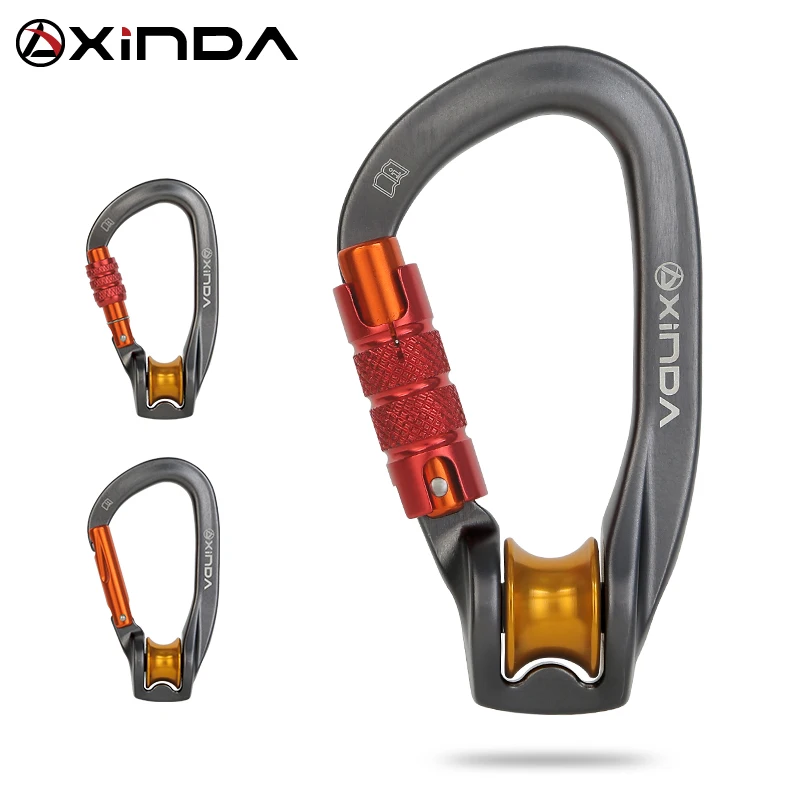 XINDA Pulley Carabiner Clip with Screw Gate Twist Lock for