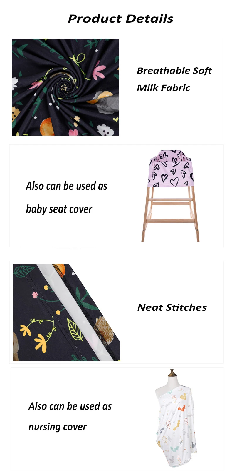 Multipurpose Nursing Covers For Breast Feeding Stretchy Baby Shopping Cart Cover details