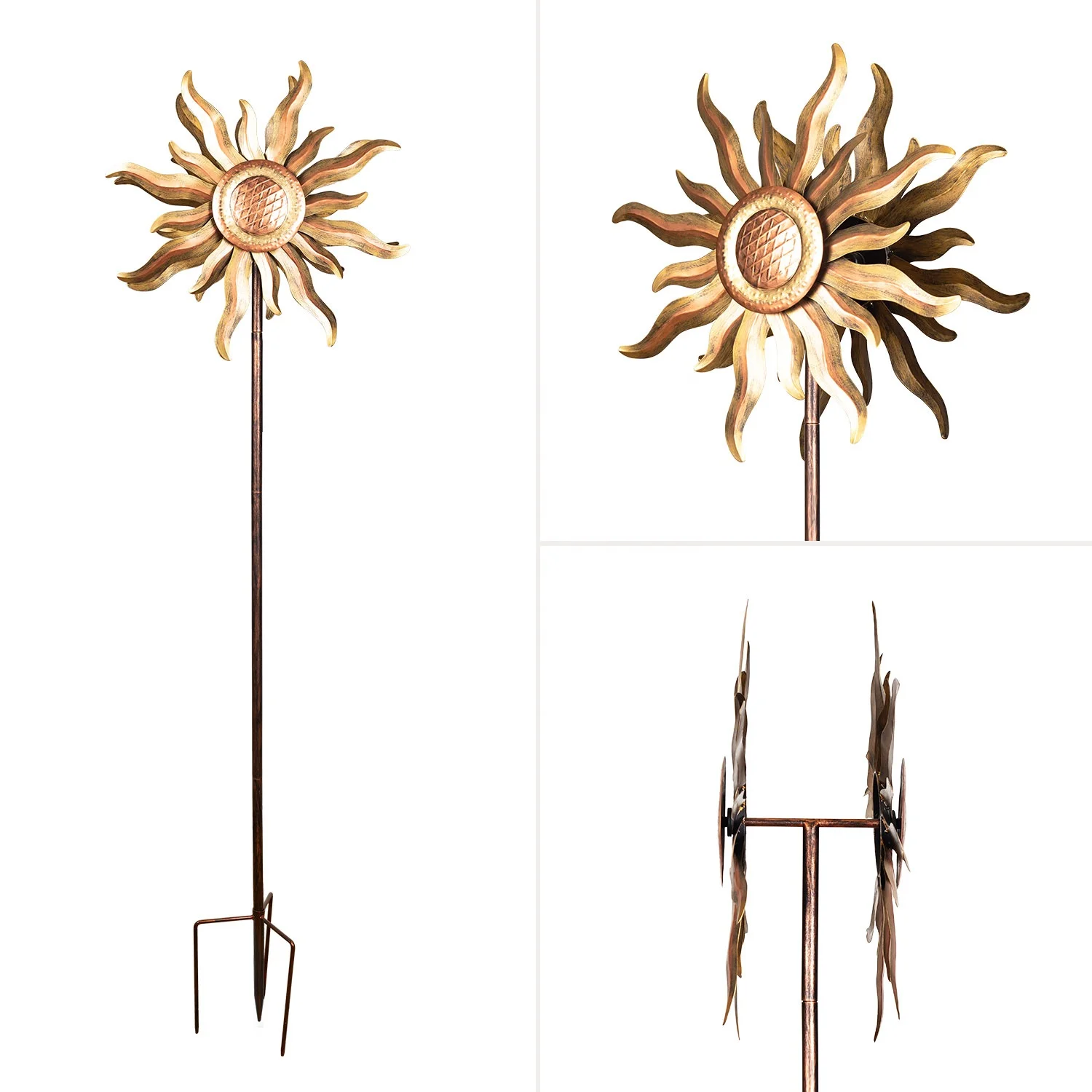 Golden Sun Metal Wind Spinner Big Sunshine Wind Spinner