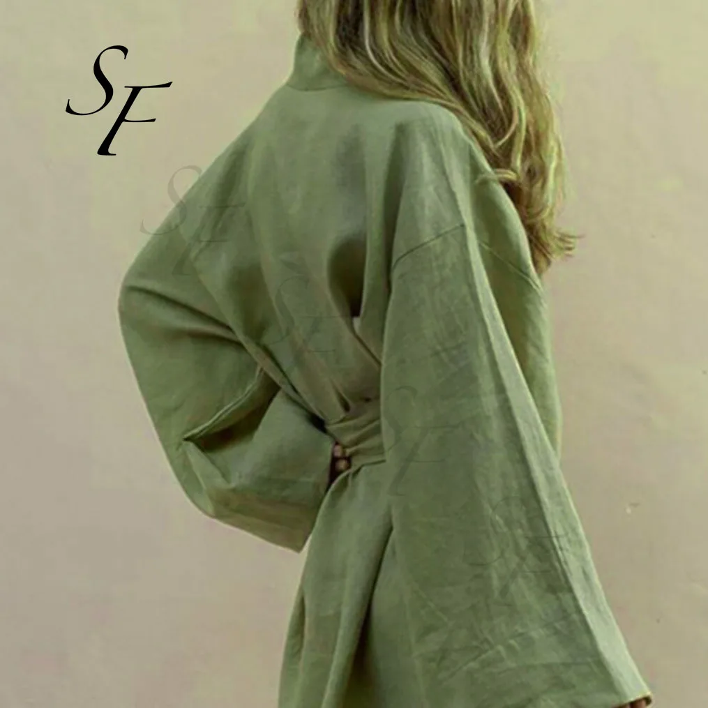 Custom Women's Vneck Waffle Robe 100 Cotton Linen Robes Luxury Bath