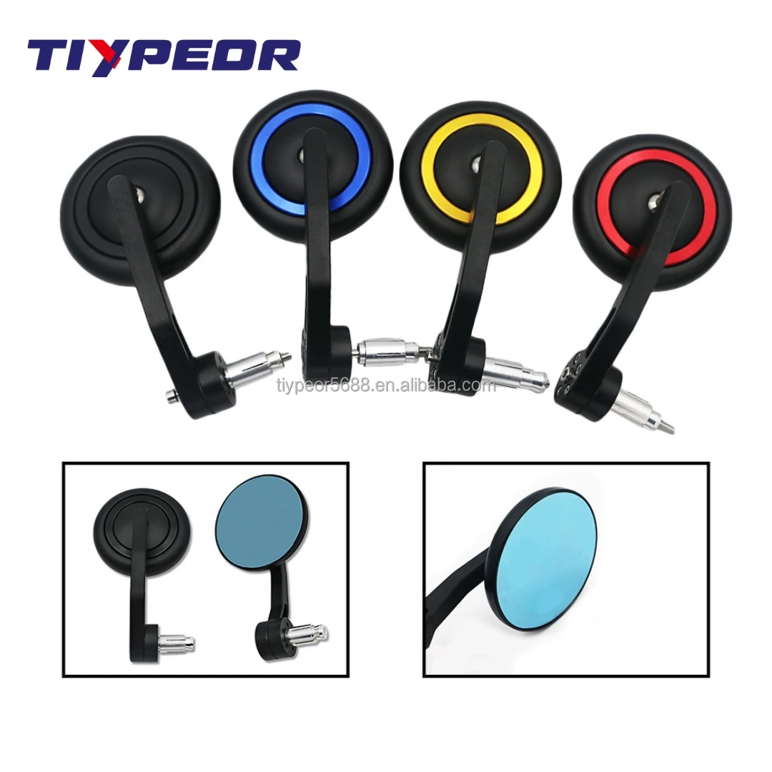 product tiypeor motorcycle vintage aluminium alloy modified motorcycle mirrors adjustable rotating side end bar rearview mirror-2
