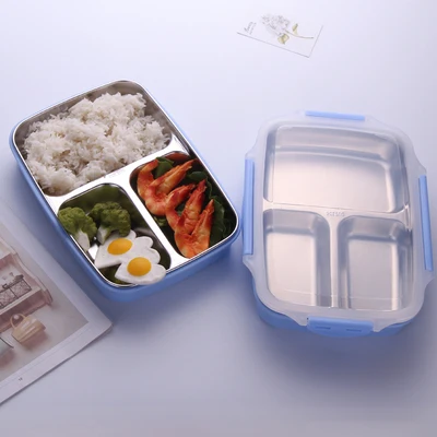 School Food Box Stainless Steel 4 Compartments - 304 Stainless