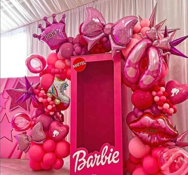 Macaron Pink Princess Photo Box Booth Theme Balloon Pink Barbies Photo ...