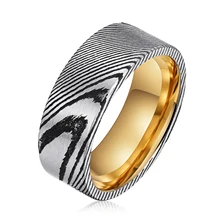 Trending Factory Wholesale Price Custom Jewelry 8MM Width Silver Damascus steel Ring Men Rings Fashion Jewelry