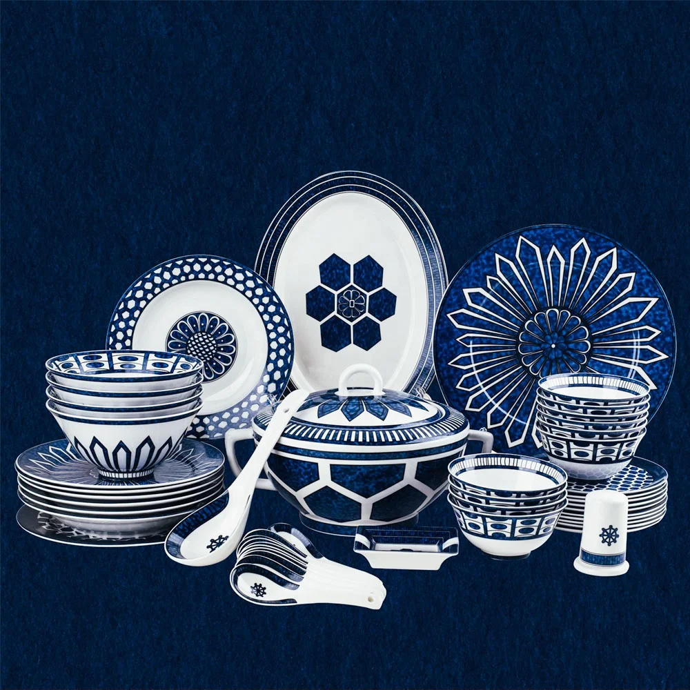 Dinnerware Set, 58 Pcs Fine Bone China Dinnerware Sets, Pattern Ceramic  Dinner Sets, Kitchen Sets for Home : : Home