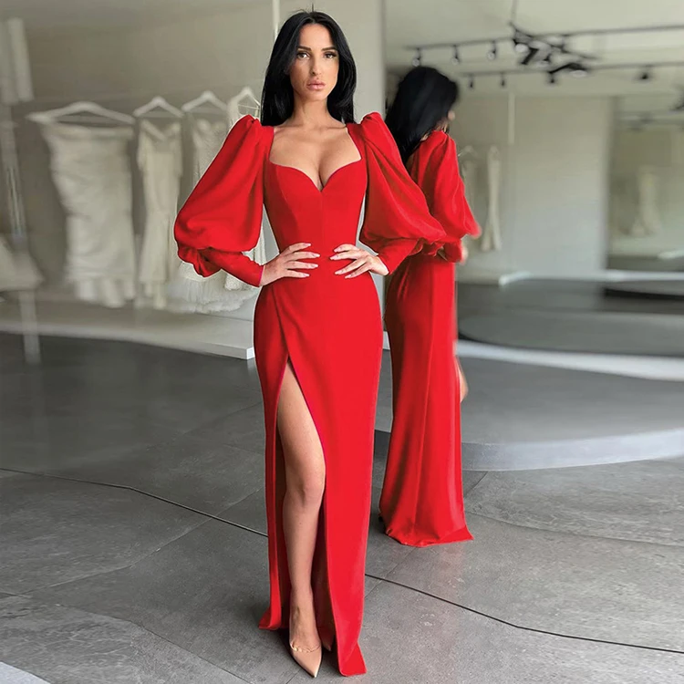 fedme Dum lov Wholesale 2022 Puff Sleeves High Slit Feast Dinner Dress Prom Formal Party Gowns  Elegant Red Dresses Women New Long Party Dress Evening From m.alibaba.com